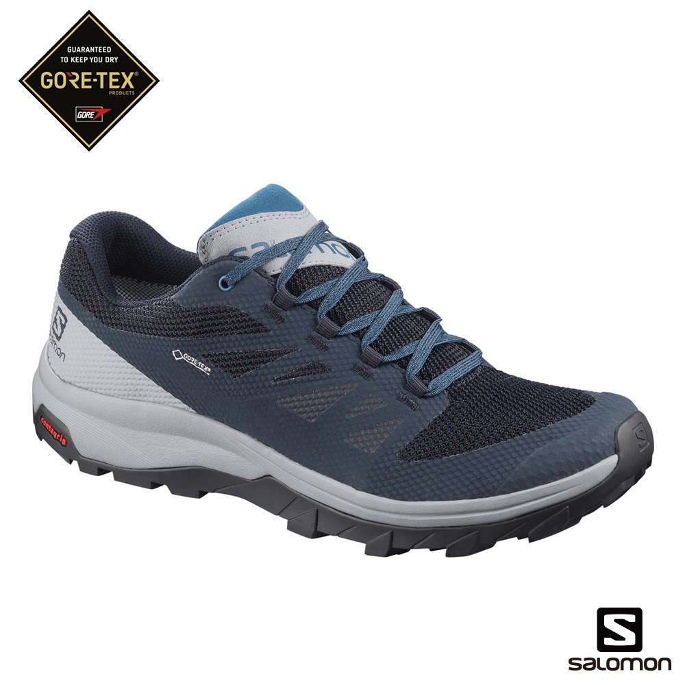 Salomon 男 GORETEX 低筒登山鞋 OUTline 海軍藍 product lightbox image 1