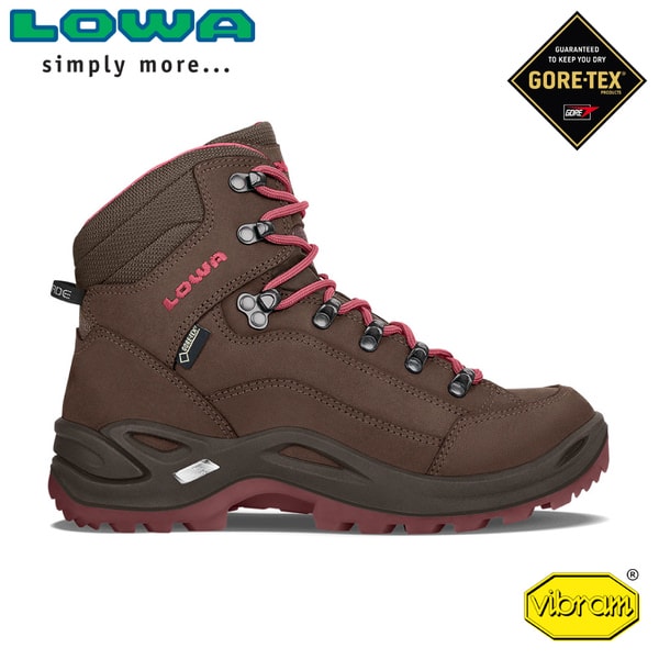 【LOWA 德國 女 Renegade GTX Mid 中筒多功能健行鞋《咖啡/桃紅》】LW320945/登山鞋/中筒靴/徒步鞋 product lightbox image 1